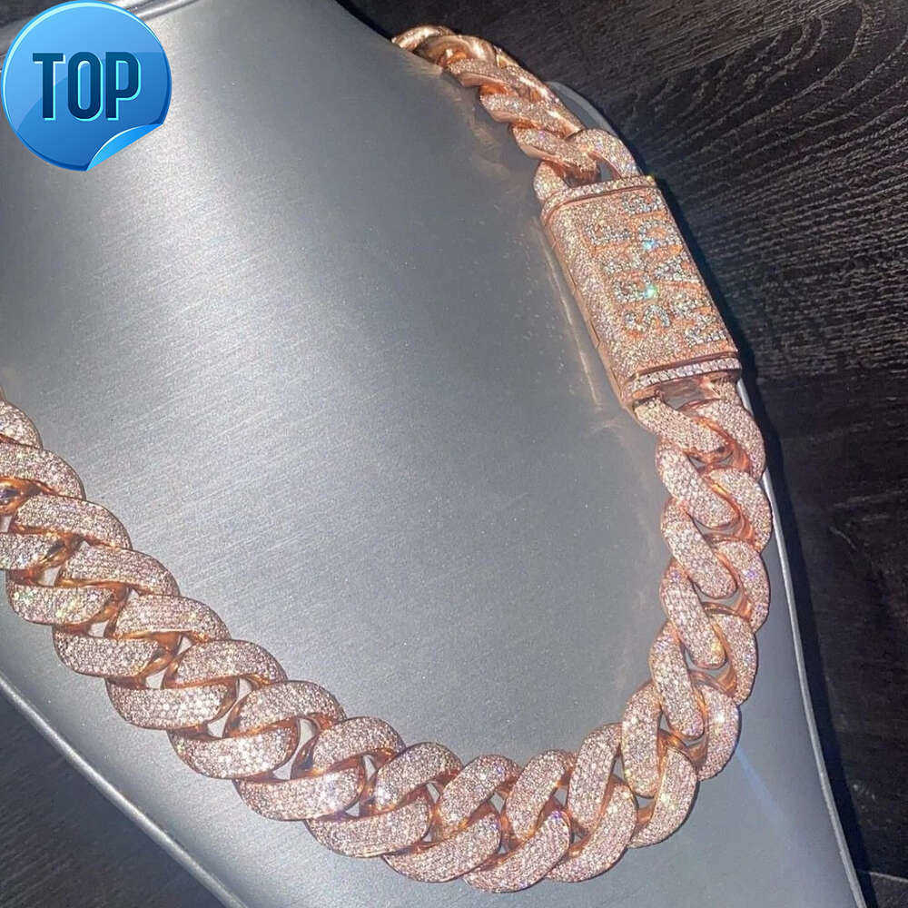 Iced Out 20 Mm Vvs Moissanite Dia Thick k Chain Sterg Sier 24 Inches Cuban Necklace for Men Gifts