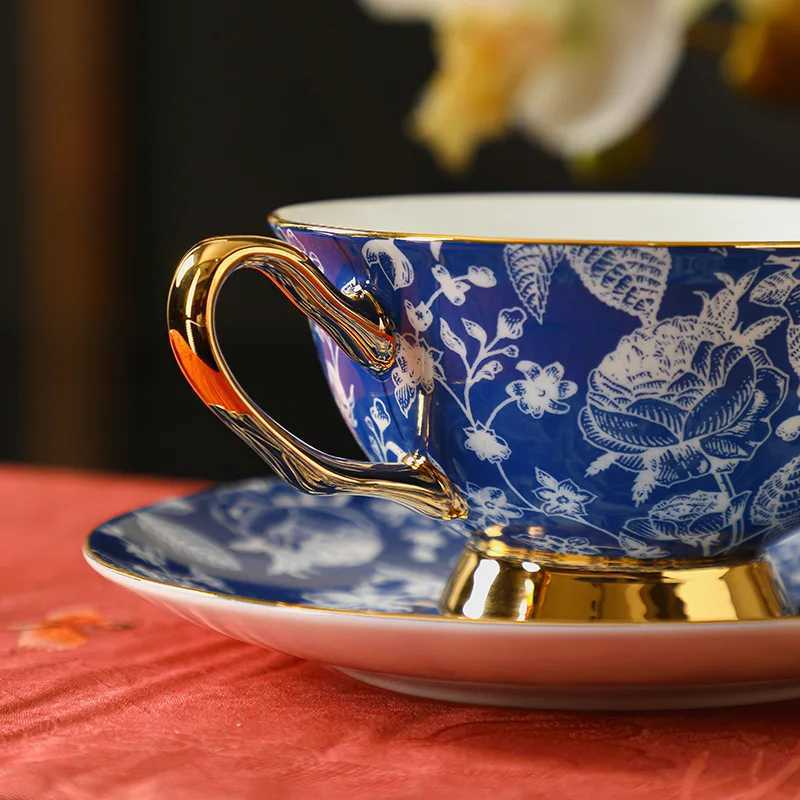European style couple coffee cup and plate set bone china high-end afternoon tea set ceramic couple gift box European Cup W241210
