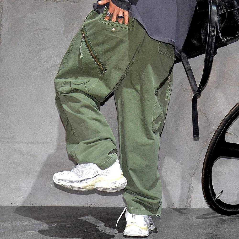 Korean Fashion High Quality Cotton Cargo Pants Mens Clothing Streetwear Baggy Pants Plus Size Vintage Casual Khaki Trousers Male 241209