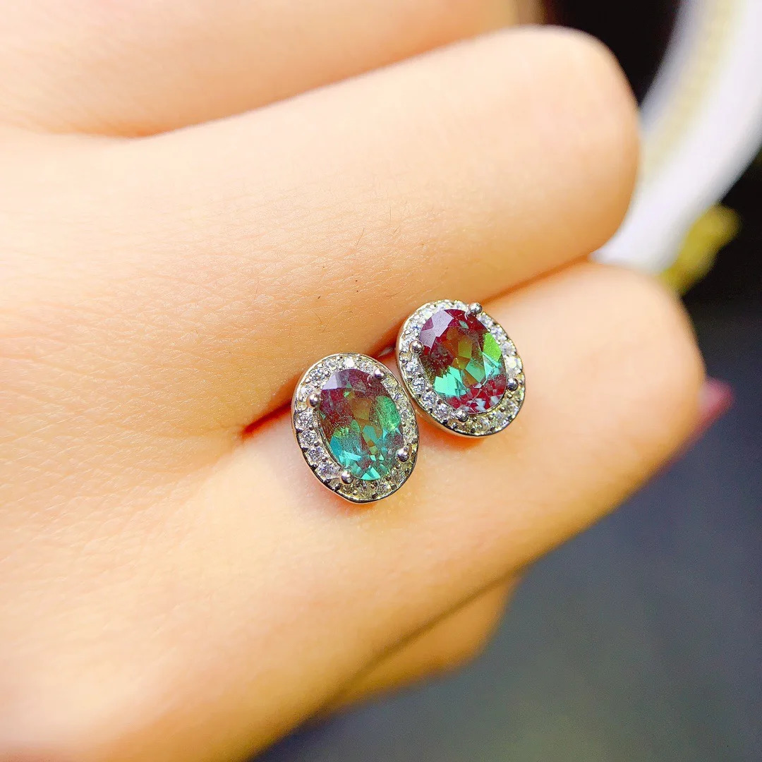 Color Change Alexander Stone Stud Earrings S925 Pure Silver Material Light Latest Classic Womens Earrings 241209