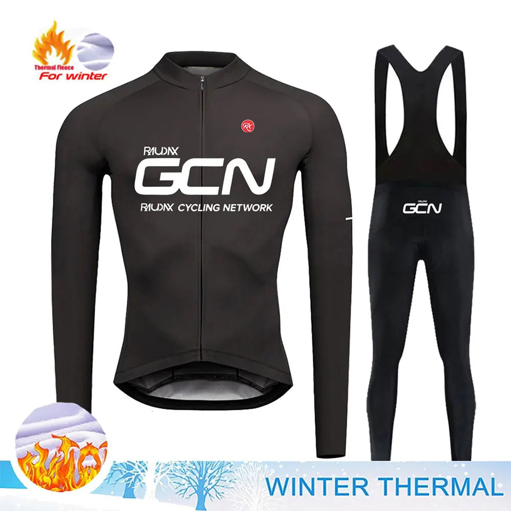 Raudax GCN cycling team winter long sleeved cycling clothing mens wool cycling jersey set mountain road cycling uniform 241209