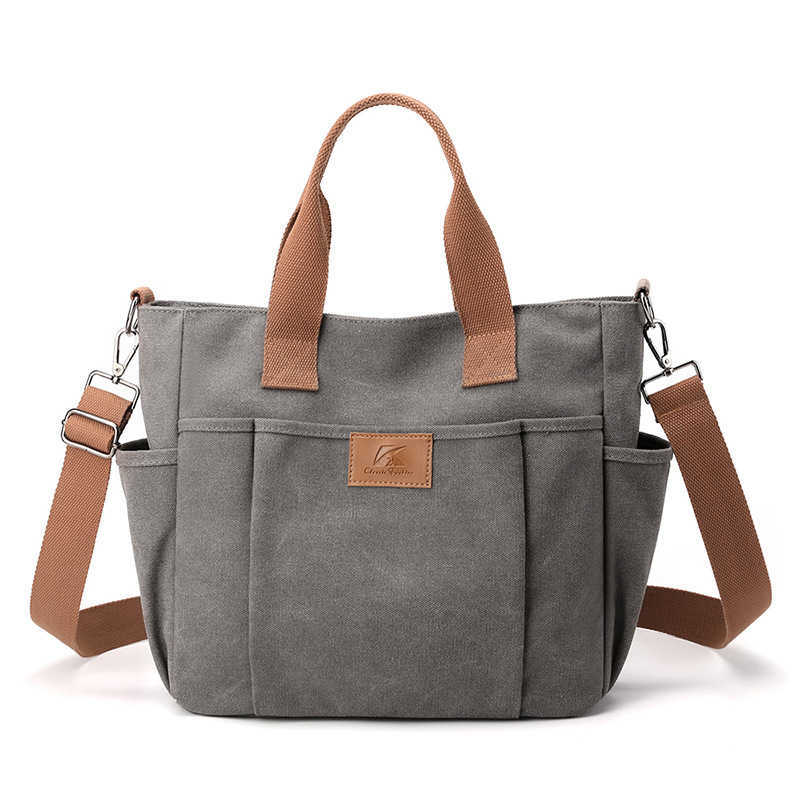 Shoulder Bag Women's Bag Trend Versatile Simple Fashion Korean Version Large Capacity Handheld Crossbody Canvas Treasure Bag 241215