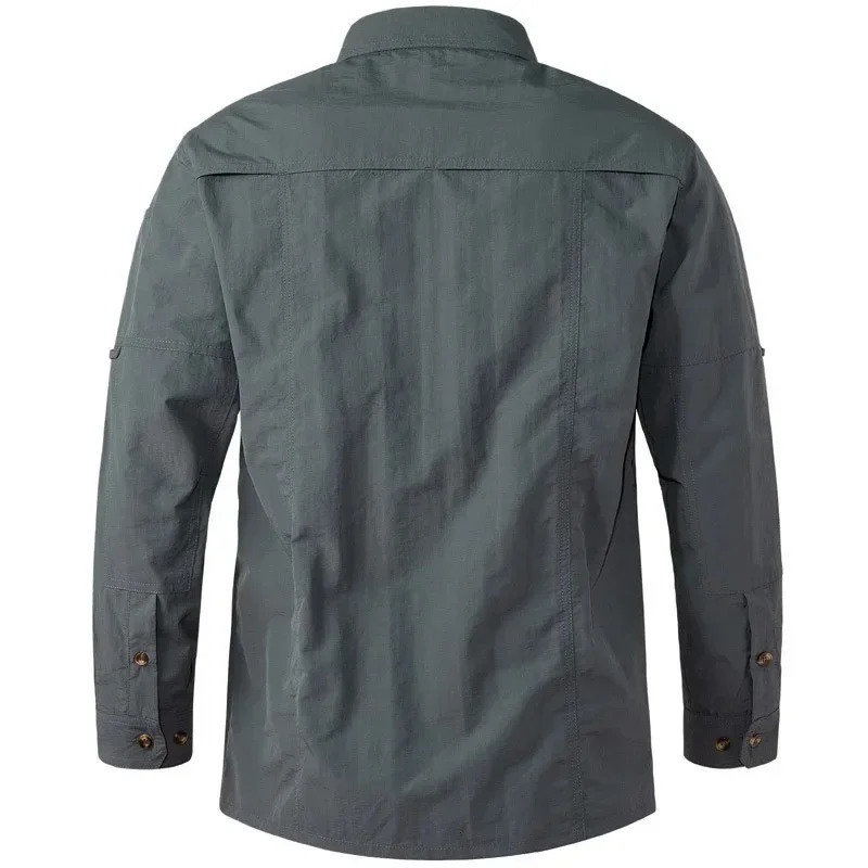 tactical shirt mens SWAT outdoor combat multi pocket quick drying cargo camping long sleeved skin protection 6XL 241209