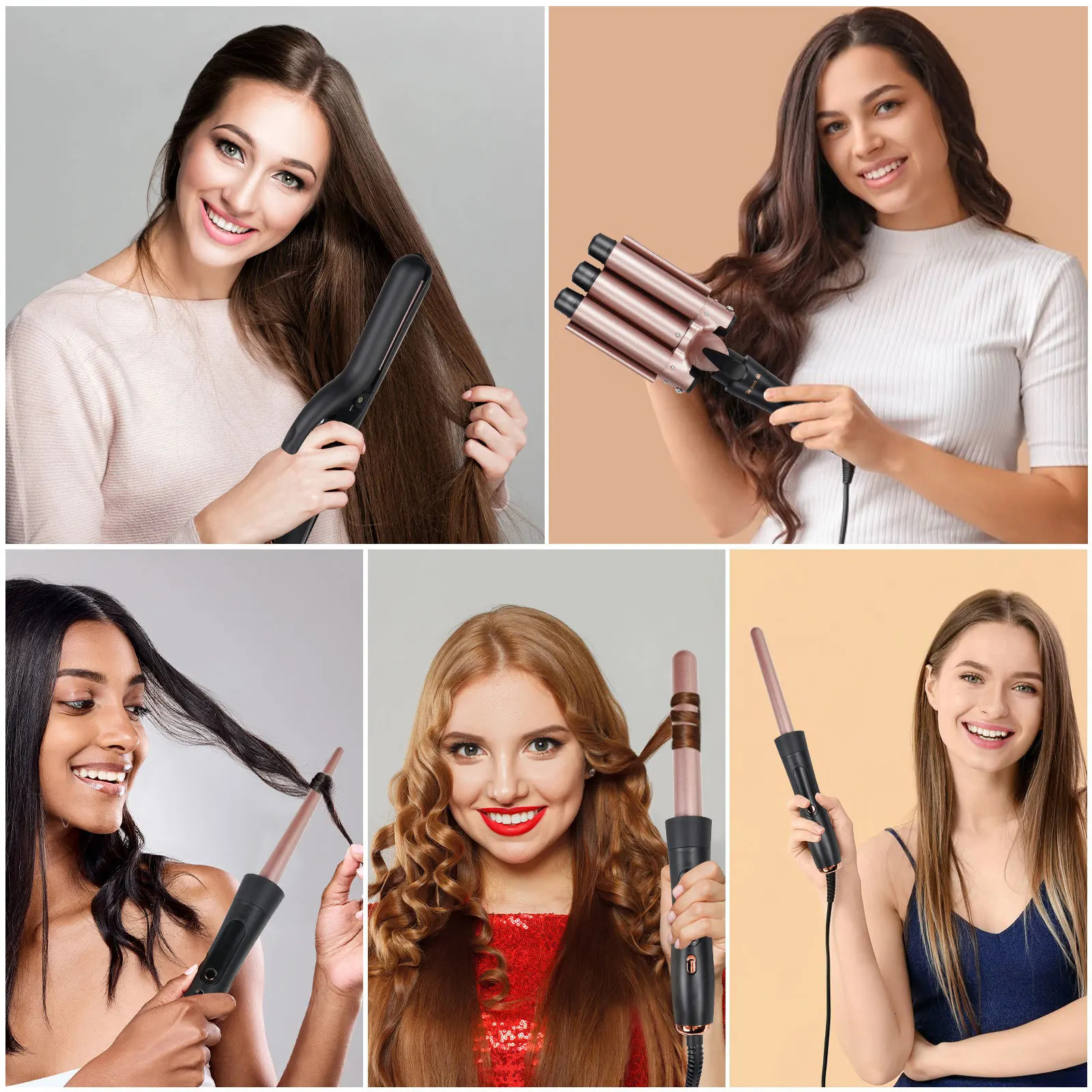 5 in 1 hair curler LED light display multi-function head changing curling iron 5 in 1 changing tube curling iron 241209