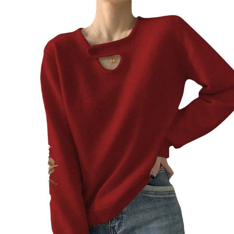 Gentle style, soft sticky pullover design, niche long sleeved inner layer base, 2023 Spring and Autumn new knitwear top for women