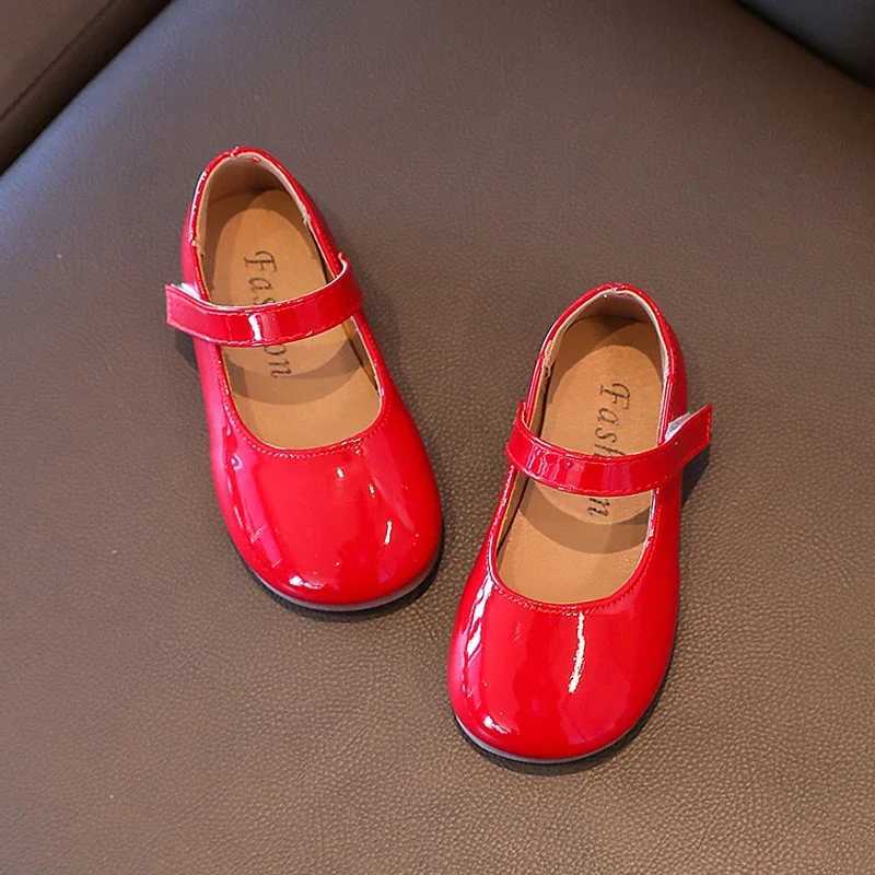 Plain Patent Leather Ballet Flats Baby Girls Concise Round Toe Mary Jane Shoes Kids Soft Sole Casual Dress Zapatos in Red WhiteXJ241209
