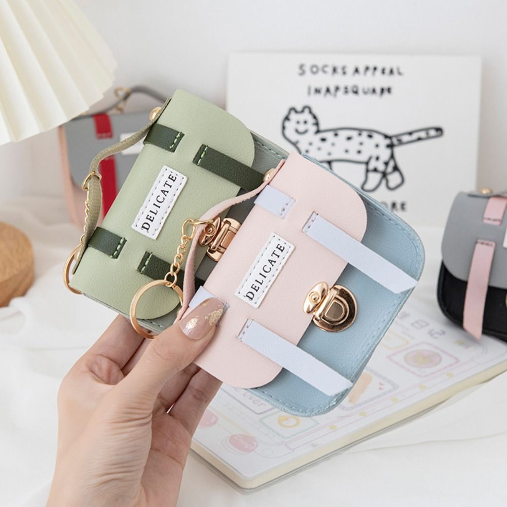 New multi color keychain coin bag gift flip PU leather Bluetooth earphone cover lipstick holder keychain designer mini wallet bag