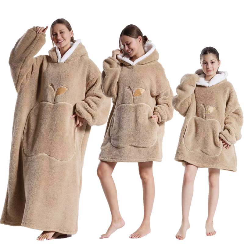 Blankets For Adult Child Extra Long Wearable Blankets Winter Flannel Hooded Blanket with Full Sleeves Men Women Cozy Soft Throw Adult TV Blanket