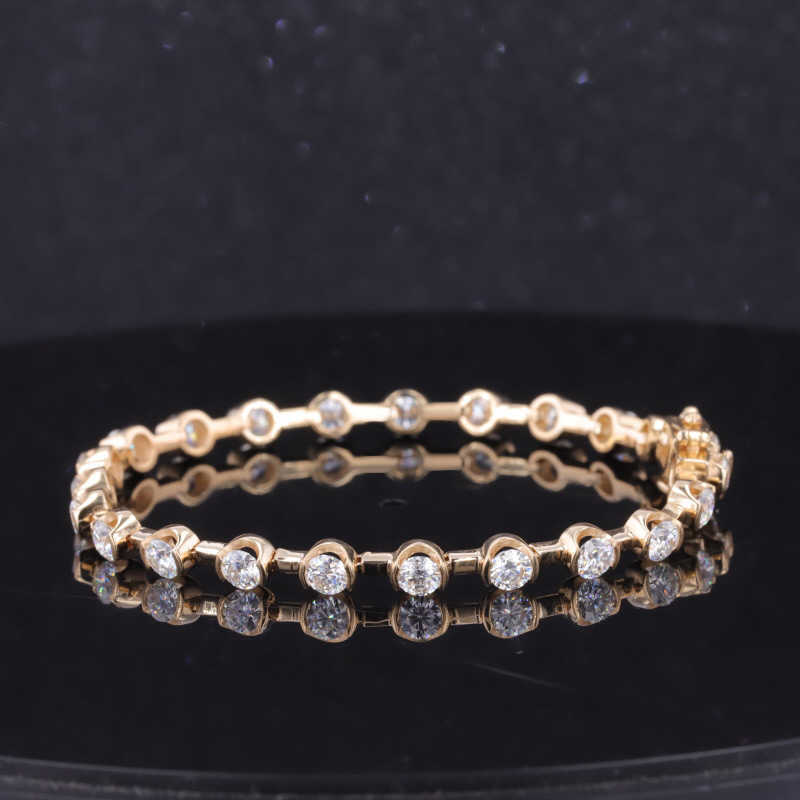 Starsgem 14K Solid Yellow gold 3.5mm Round Moissanite Tennis Bracelets