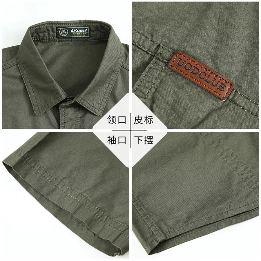 2024 Summer Green Mens Short Sleeve Casual Shirt Combat Tactical Multi Pocket Set Oversized 5XL 241209