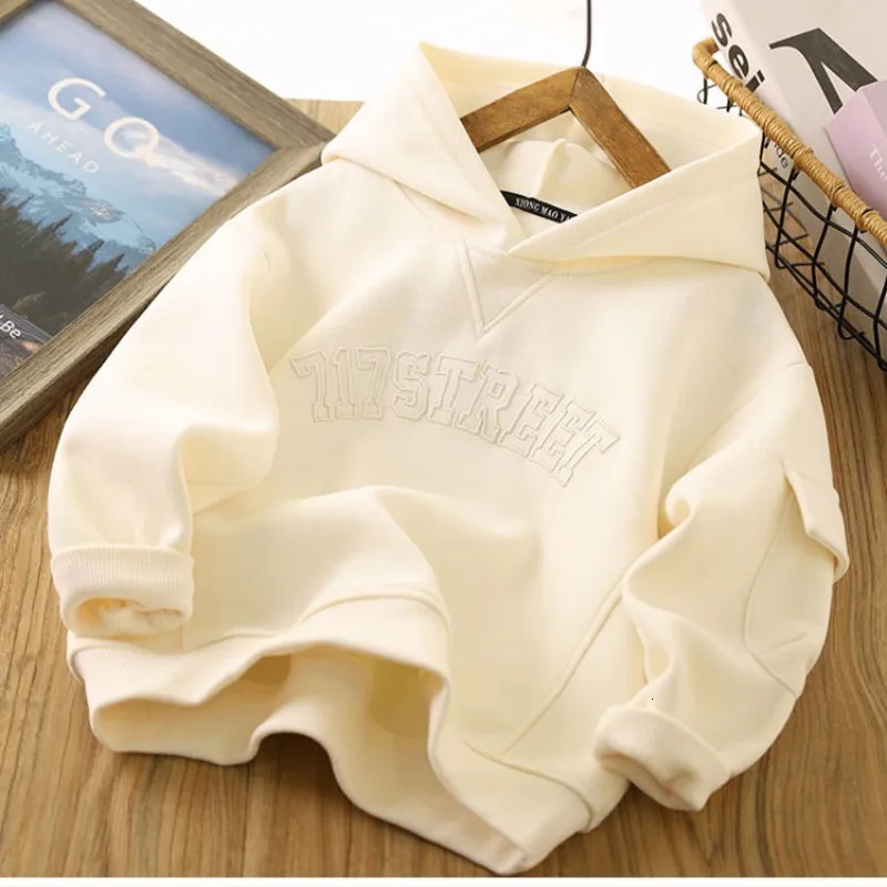 Spring and Autumn Teen Boys Hoodies Childrens Lanhua Long Sleeve Casual Bottom Shirt 241210