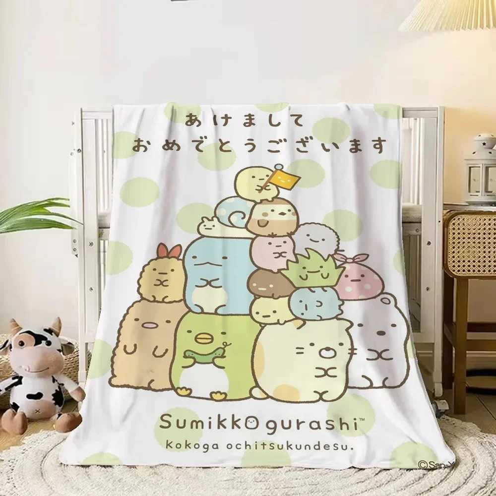 Cute Throw Blanket Sofa Winter Sumikko Gurashi Custom Blankets Sofa Decoration Bed Blankets and Throws Knitted Plaid Beach TowelXJ241210
