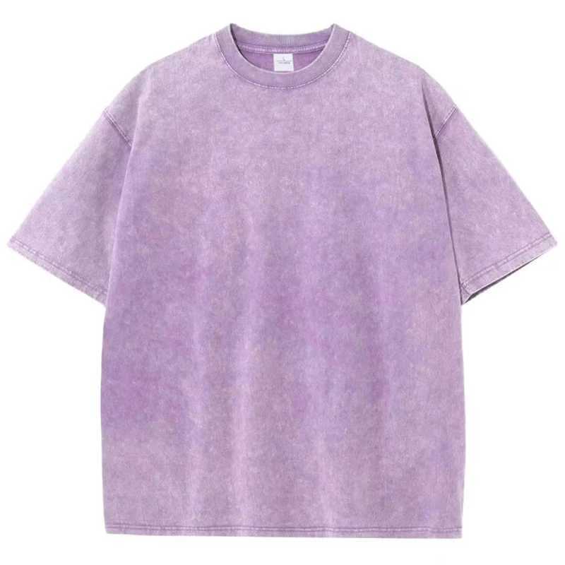 230G Cotton Retro Punk T-shirt Drop-shoulder Sleeve Men Women Vintage Short-sleeve T Shirts Solid Color Hip Hop Loose Tees W250117