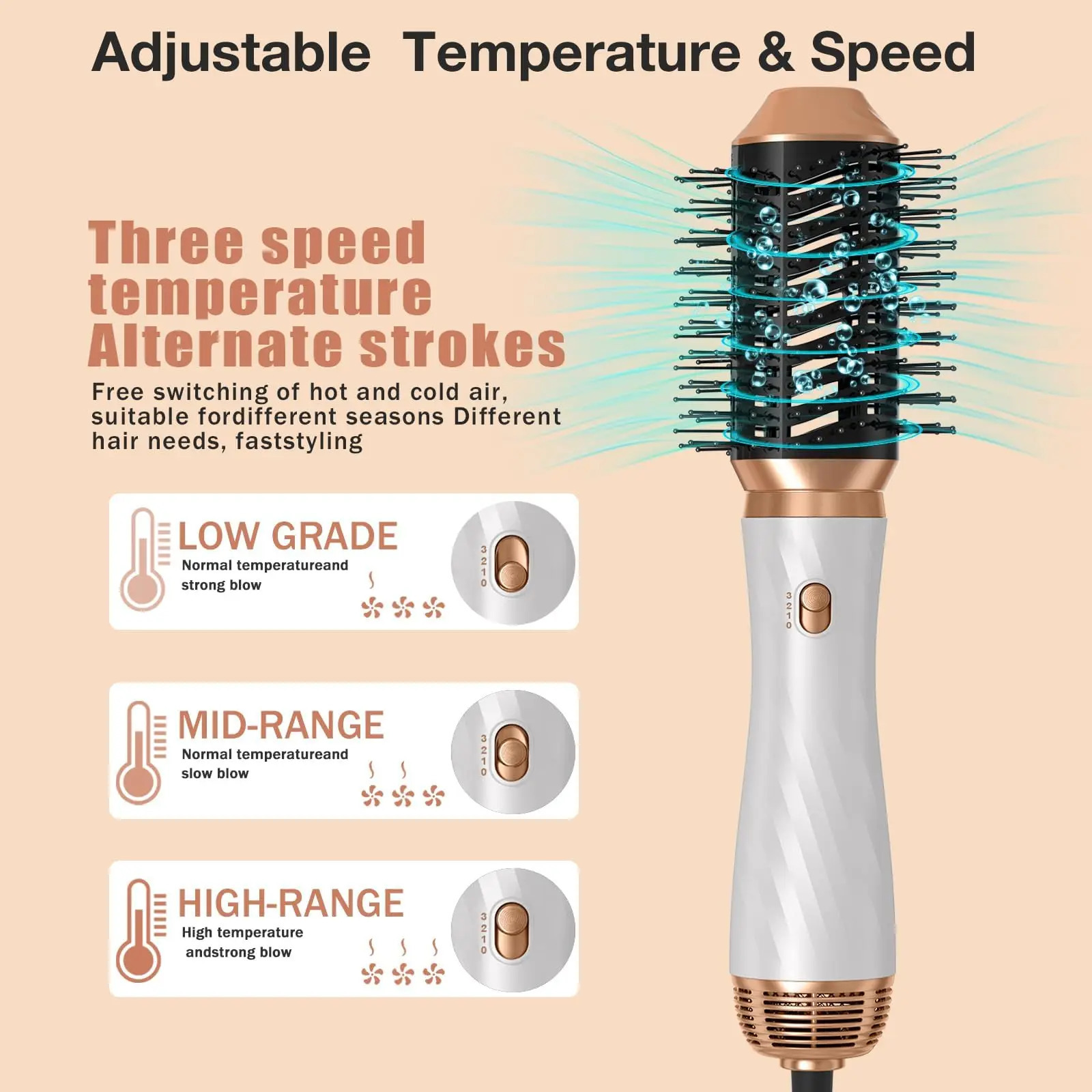 6 in One Air Brush Detachable Blow Dryer Brush Hair Dryer Brush Air Curler Air Styler Curling Iron Curling Brush 241209