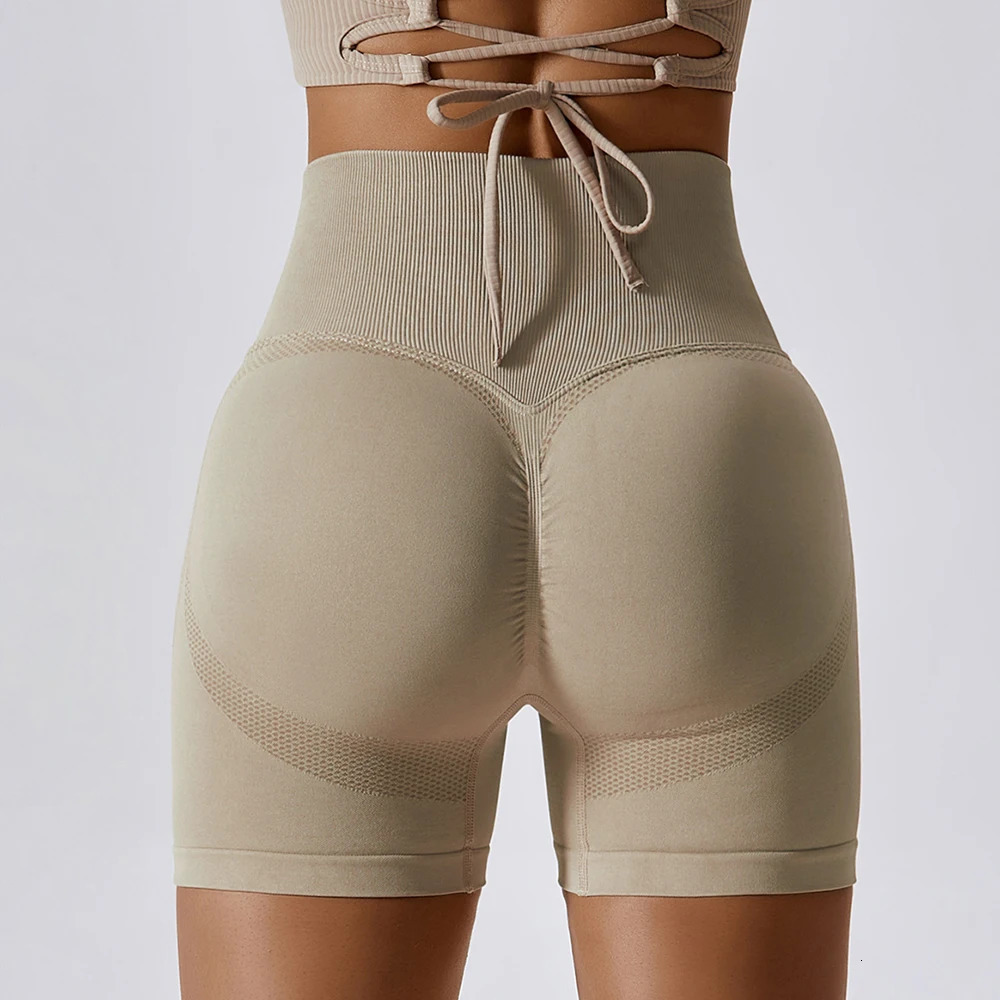 Womens short seamless sports shorts womens cycling jogging fitness high waist push ups gym shorts womens yoga clothes 241209