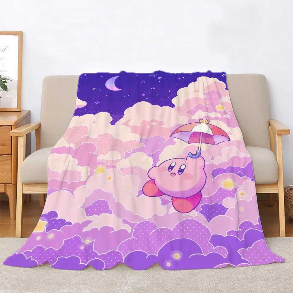 Kawaii Cartoon Kirbys Designer Throw Blanket Fluffy Custom Blankets Characters Home and Decoration Luxury Bedding Knitted PlaidXJ241210