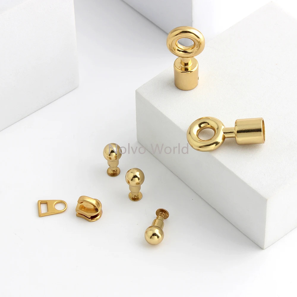 1/3/10 sets of satin gold zipper slider zipper hanger shoulder strap buckle shoulder bag wallet with rivets decorative accessories 241205