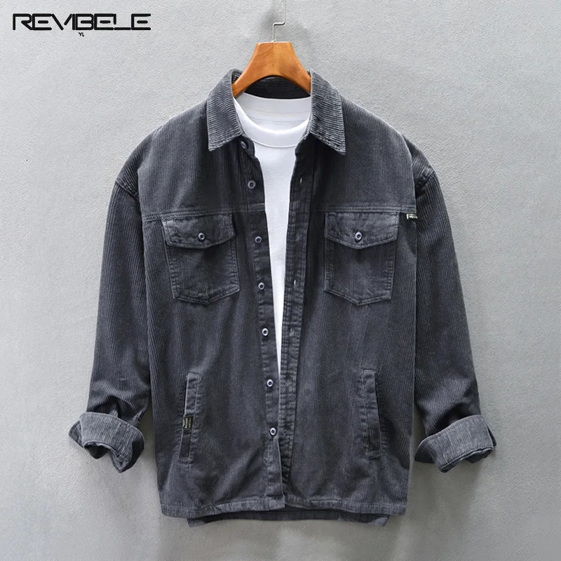 American style cargo shirt mens cotton coral fleece loose long sleeved top solid color multi pocket casual jacket autumn 241209