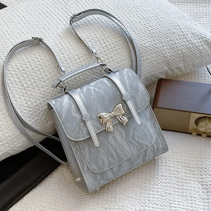 New casual backpack for women new bow decoration fashion shoulder bag college style portable minimalist design handbag bag