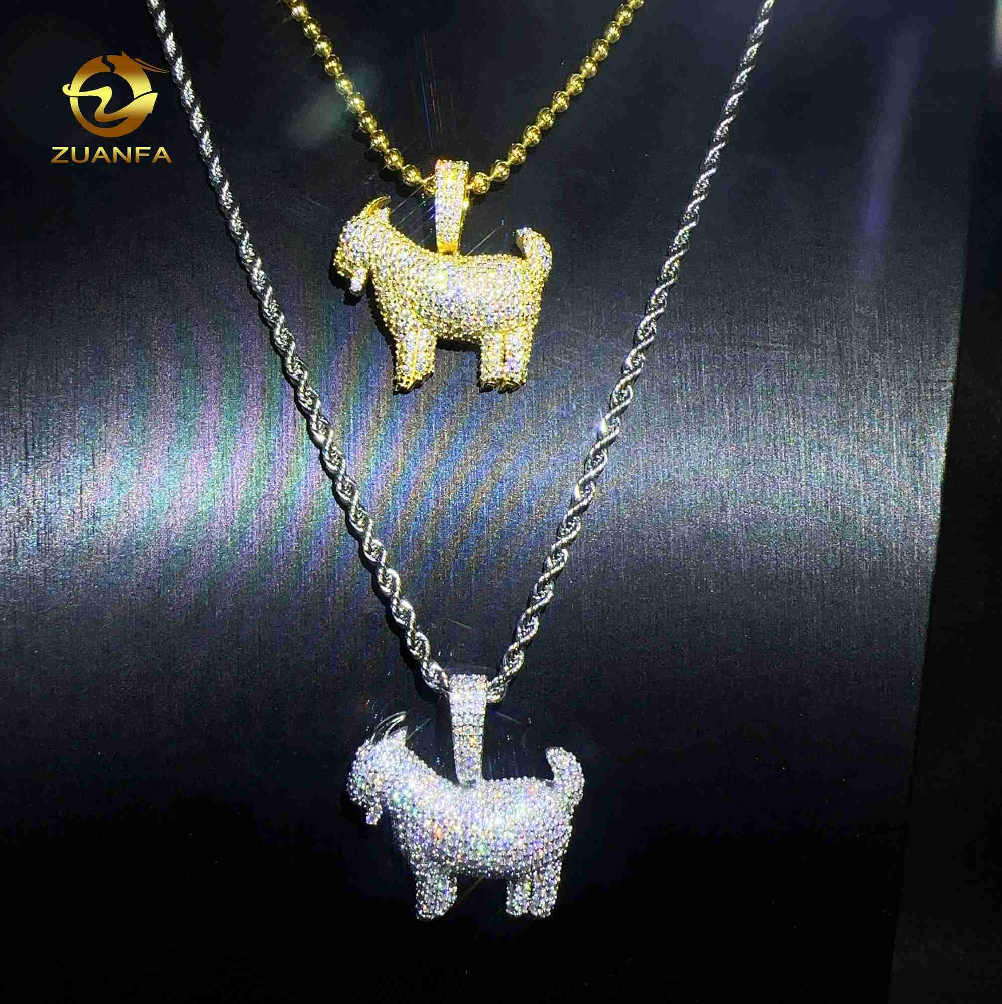 Pass Diamond Tester Moissanite Hip Hop Jewelry fashion 925 Sterling Silver sheep Pendant