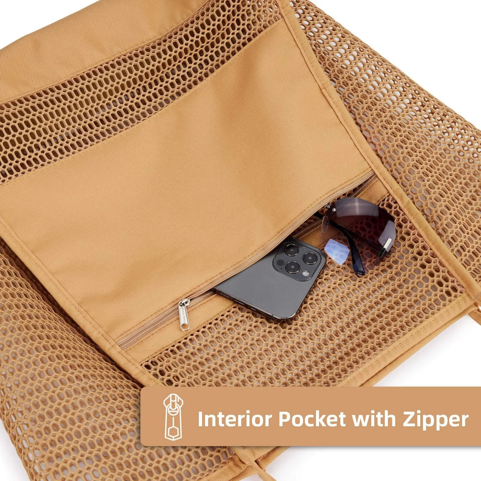 Beach bag mesh womens shoulder strap handbag large capacity womens Going Out handbag washing swimsuit shoulder strap storage bag 241205