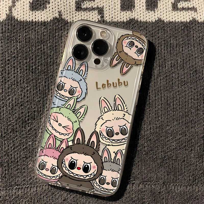 High Quality Labubu Zimomo Couple Phone Case Suitable for iPhone 16 11 13 14 15 Pro Max Mini XSM XR 7 8 Plus Kawaii Cute Cartoon Animal Doll Cover O24