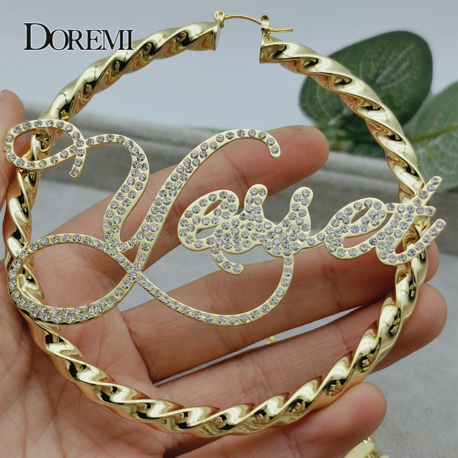 Doremi 30/50/70/90MM Customized Name Earrings Large Hoop Earrings Stainless Steel Hip Hop Style Earrings Womens Customized Earrings 241209