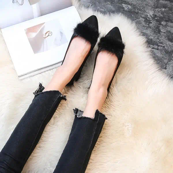 2025 NEW Casual Shoes Women Female Shallow Mouth Dress ck Short Plush TPR Flat With Woman Flats T zhanyishengli