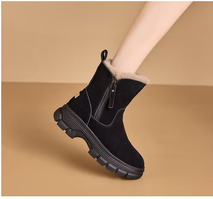 Snow Beautoday Women Suede New Leather Quality Hot Latform Fur Boots Round Toe Ladies Warm Winter Shoes Handmade