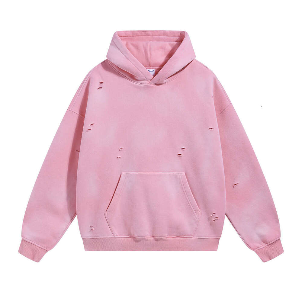 2024 Autumn/Winter New Product 360G Spray Horse Willow Wash Water for Aging, Cut Hole Hoodie with Veet