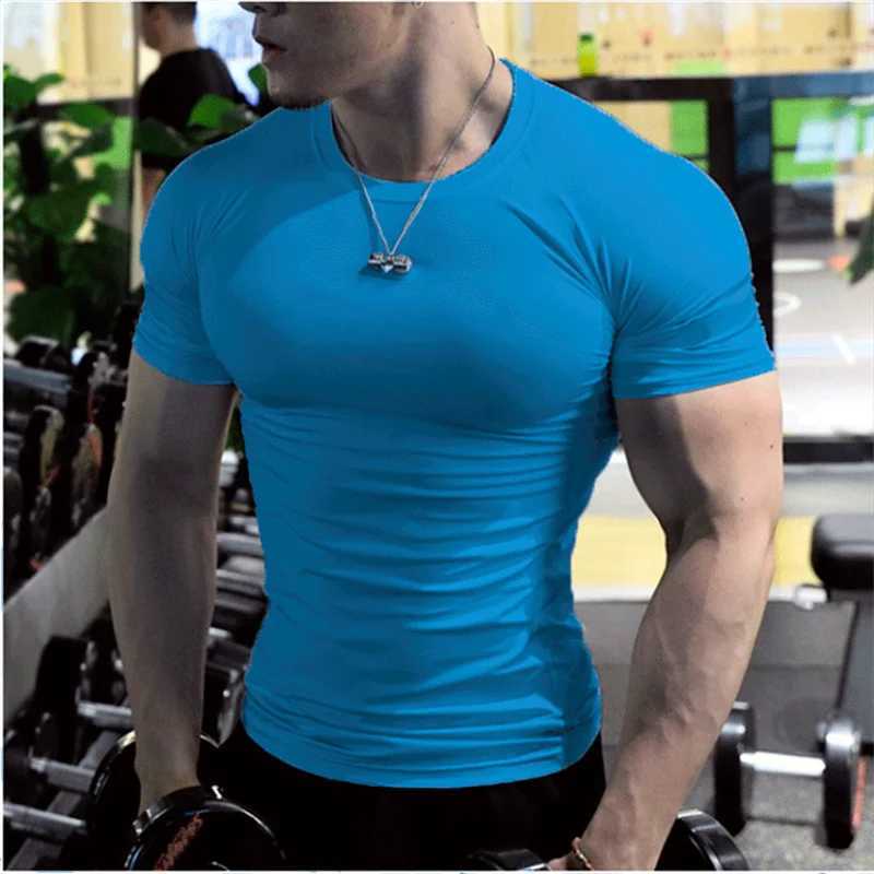 Mens training fitness shirt compression gym T-shirt short sLeeved sports fitness T-shirt top quick drying running shirt W250111