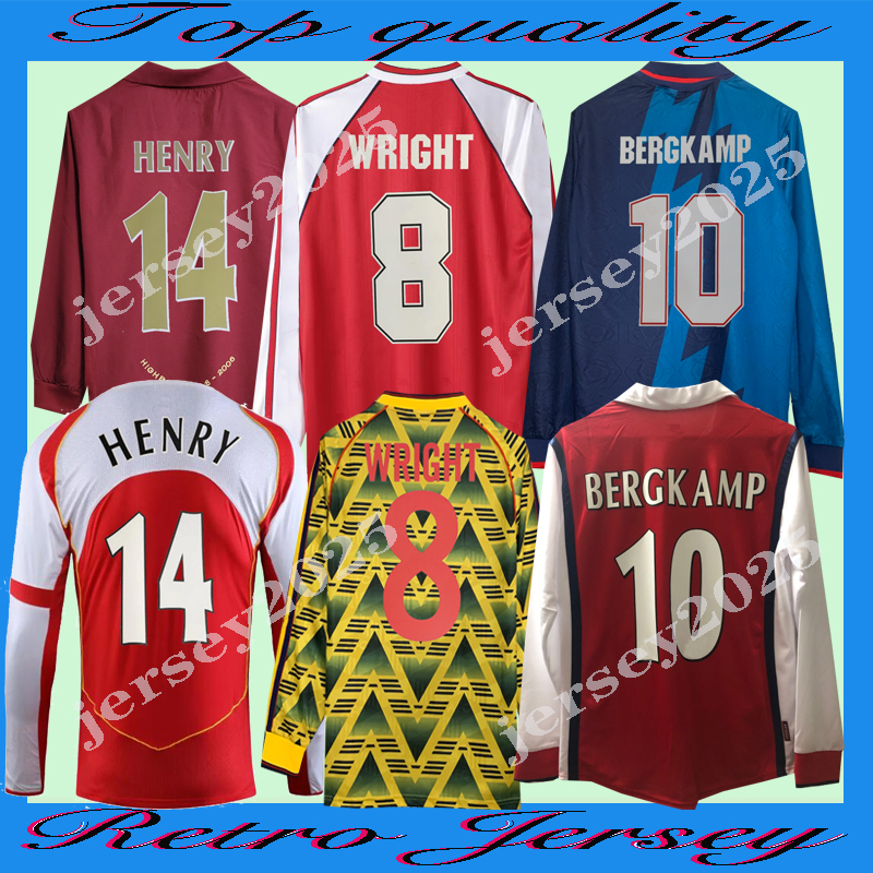 02 03 05 06 Retro Wright Henry Maglie da calcio a maniche lunghe Highbury Pires Reyes 92 93 95 98 99 Bergkamp Adams Persie Galla V. Persie 88 89 90