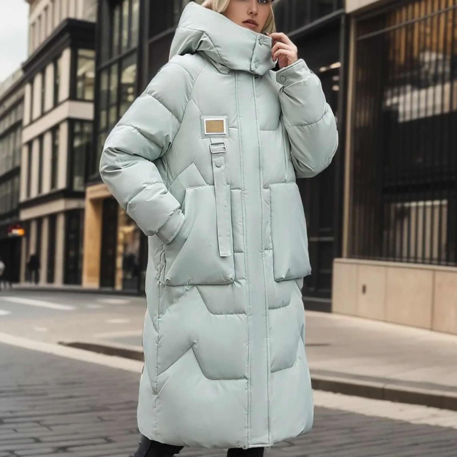 Womens down jacket the warmest lightweight womens winter fashion solid color detachable hooded medium length knee above 241209