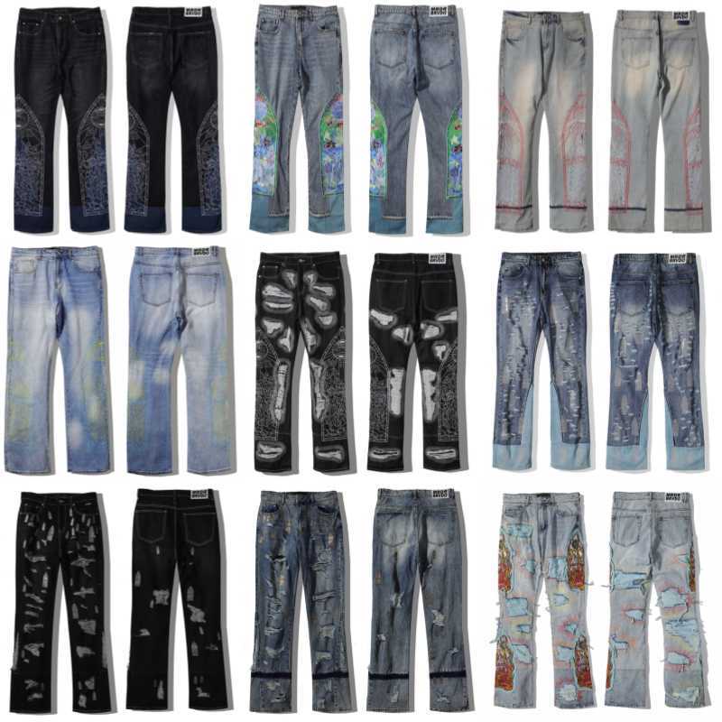 Who Decides War Jeans Mens Designer Pants Y2K Hip Hop Skateboard Baggy Trousers WDW Denims USA High Street Catthedral Side Embroidery Patched Arch Jogger 2025 Spring