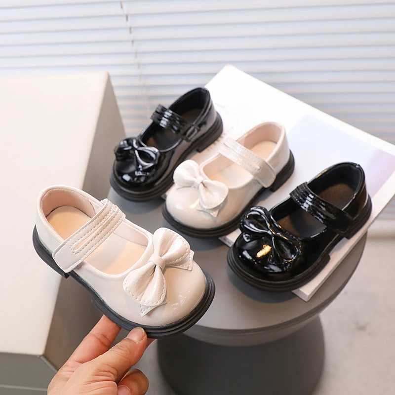 Little Girls Mary Janes Platform Shallow Autumn Sweet Children Leather Shoes Autumn Black Beige Round Toe Hook-loop Kids ShoesXJ241209