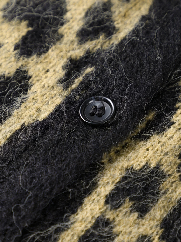 Vintage Leopard Mohair Cardigan For Women Patchwork O-neck Long Sleeve Single Breasted Sweater 2024 Autumn Lady Lazy Knitwear 241210