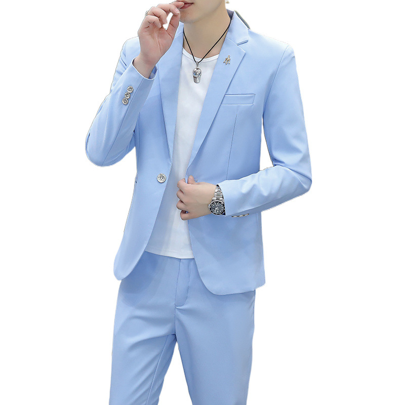 k677 Men's Solid Color Single Suit Jacket - Slim Fit Large
