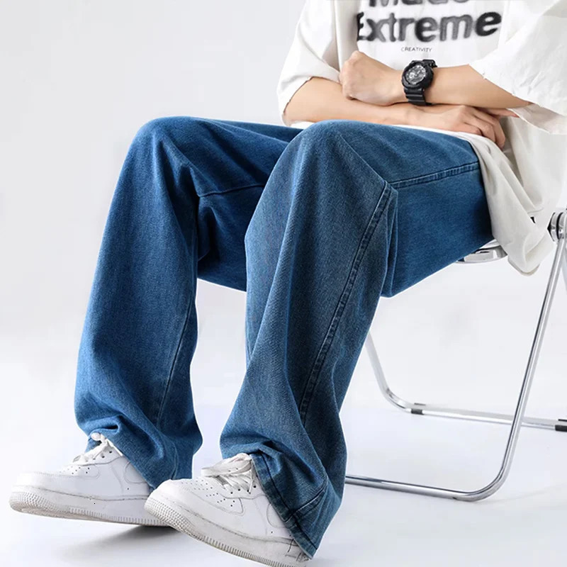 M5XL Teenage Jeans Appear Slim and Loose Fitting Casual Versatile Sportswear Pants Straight Leg Trendy 241202