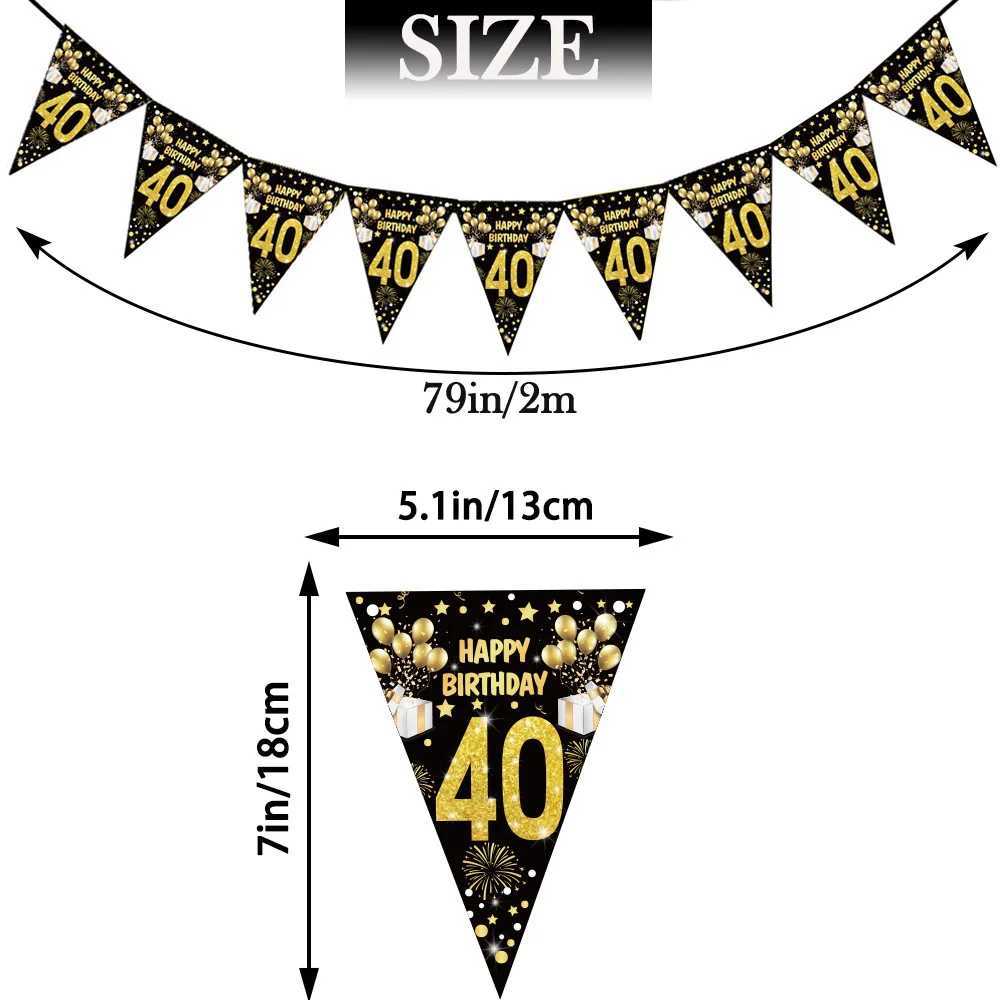 Banners Streamers Confetti Happy Birthday Decoration Banner Black and Gold Happy 18th 30th 40th 50th 60th Birthday Banner Sign Party Decorations Suppl