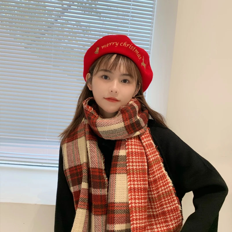 Autumn Winter Hat Christmas Limited Edition Wool Beret French Artist Beret Female Painter Hat Retro Girl Beret Female Warm Hat 241209