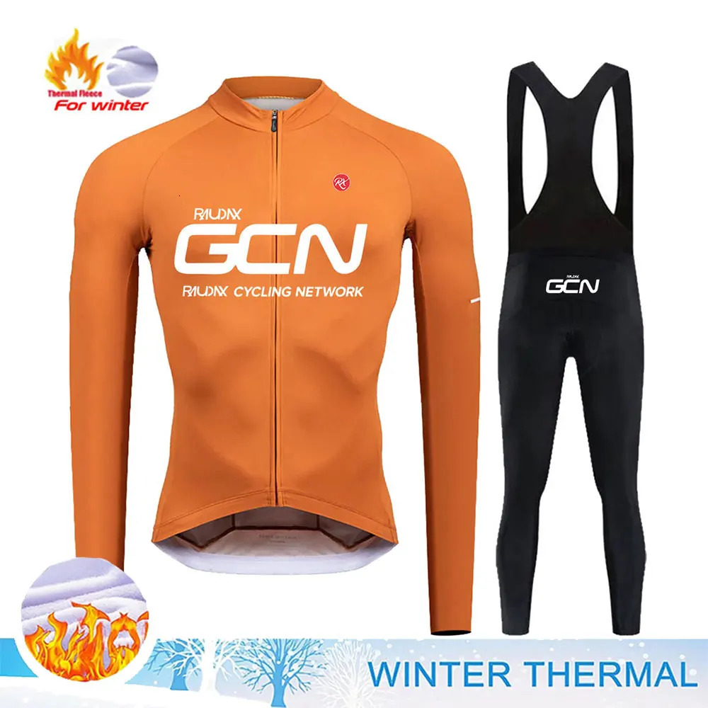 Raudax GCN cycling team winter long sleeved cycling clothing mens wool cycling jersey set mountain road cycling uniform 241209