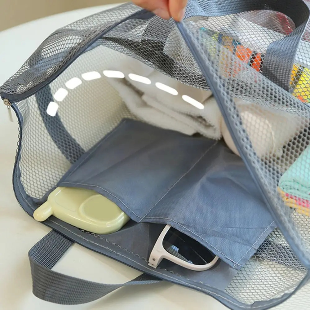 Mesh Shoulder Bag Large Capacity Hollow Beach Bags Multifunctional Transparent Makeup Storage Travel 241203