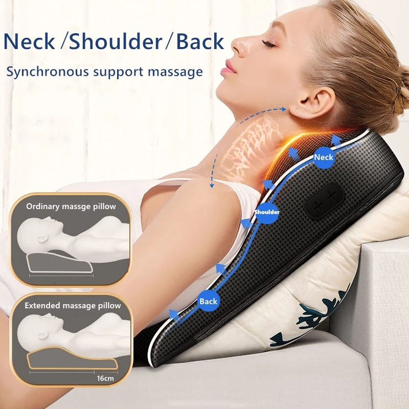 JAIYORL Electric Neck Pillow Shiatsu Head Cervical Ttraction Body Back Waist Massager Car With Heating Vibrating Massage