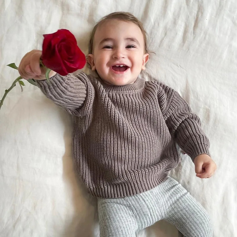 0-6T born Baby Boys and Girls Winter Clothing Preschool Baby Sweater Baby Knitted Pullover Top Casual Basic Knitted Top 241210
