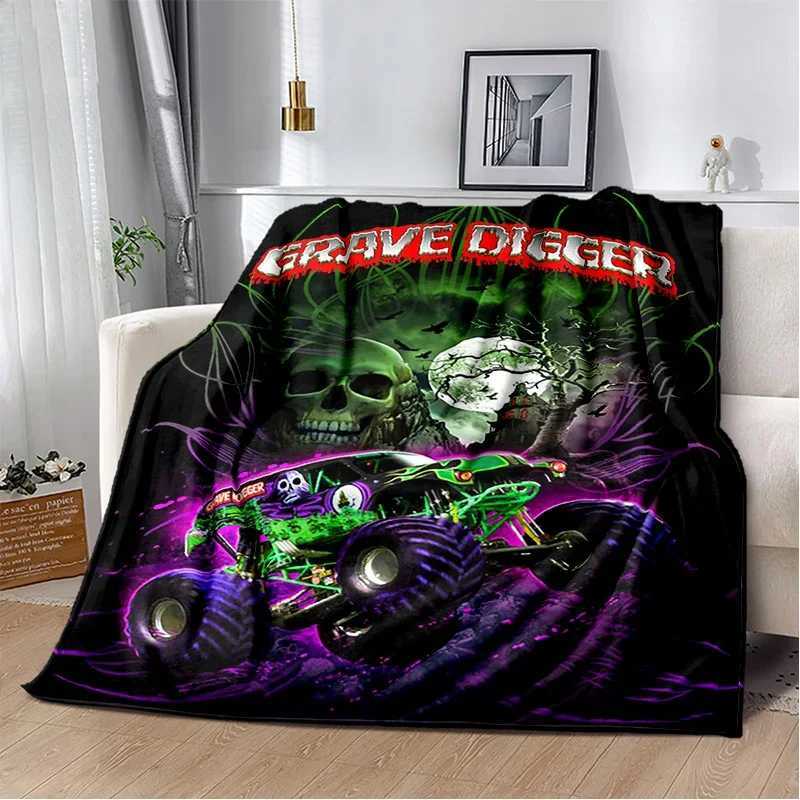 3D Monster Jam Monster Truck Cartoon BlanketSoft Throw Blanket for Home Bedroom Bed Sofa Picnic Travel Office Cover Blanket KidXJ241210