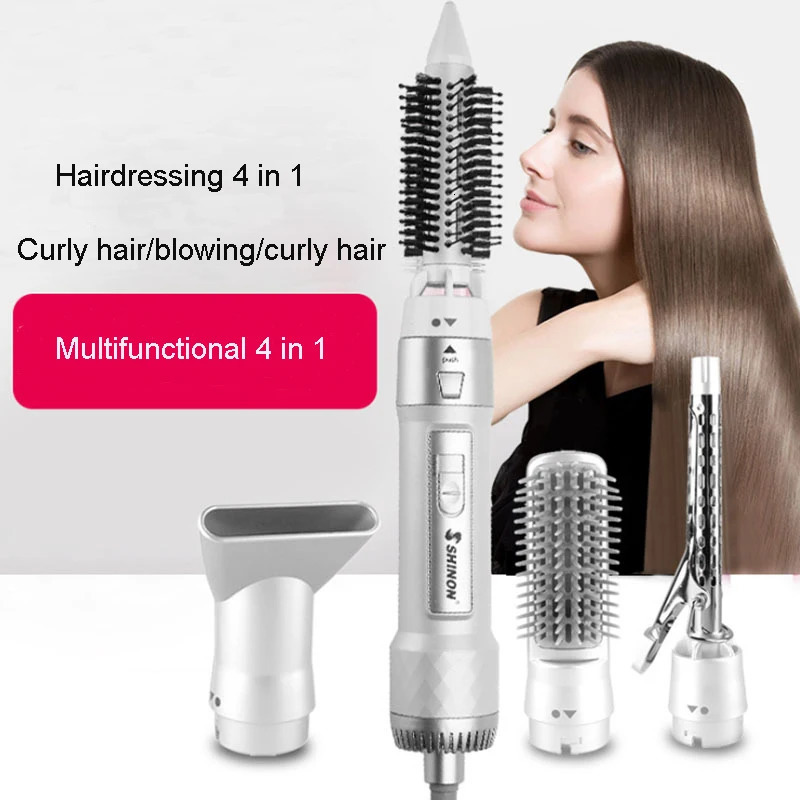 Professional 4 in 1 Multifunction Hair Dryer Curler Curling Straightener Comb Iron Brush Electric Styling Tools 241209