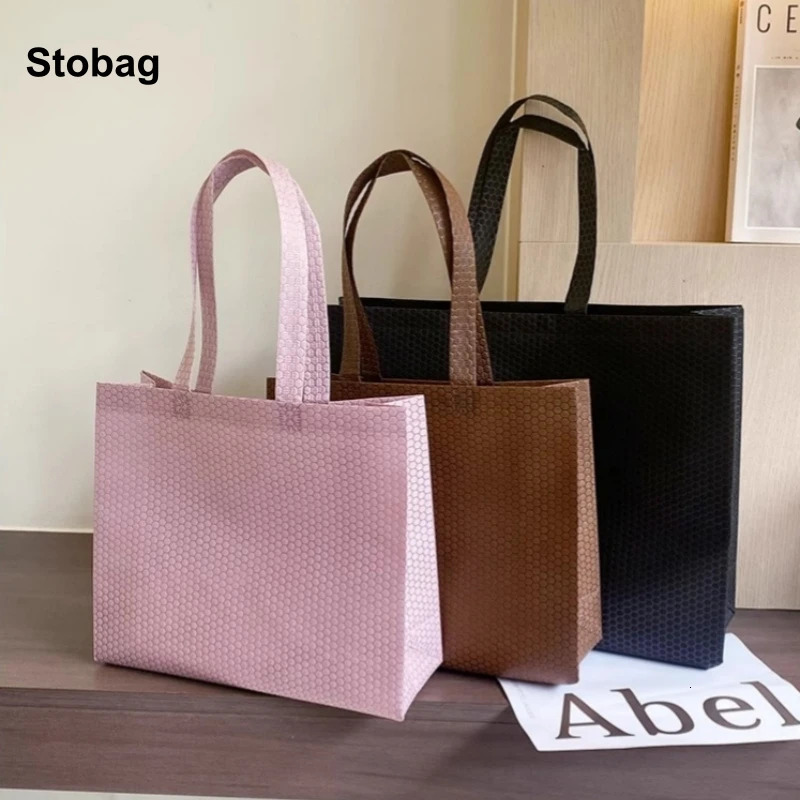 StoBag 10 Non woven Shopping Shoulder Handbag Colorful Fabric Portable Storage Reusable Large Bag Customization Additional Cost 241205