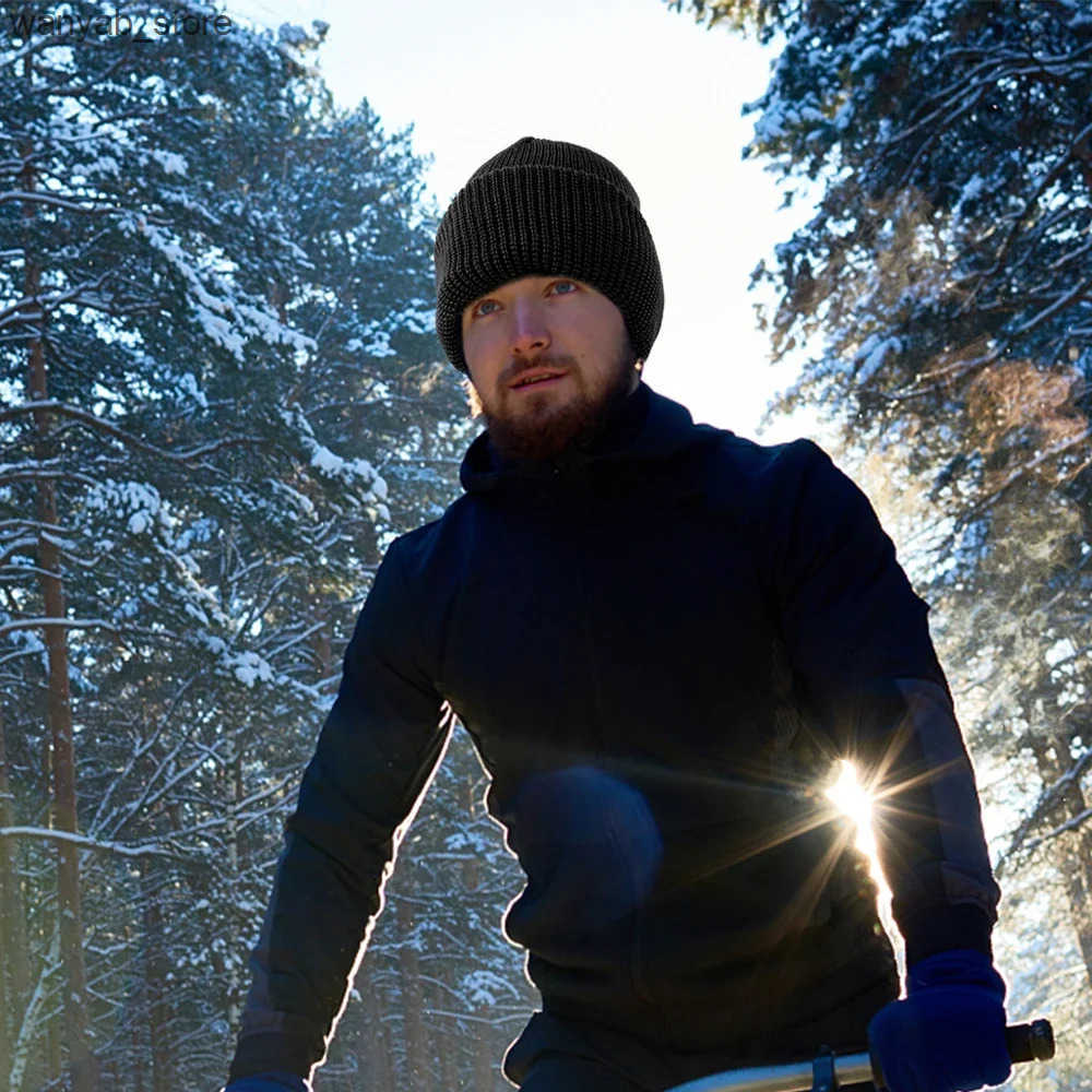 Stingy Brim Hats 2-in-1 Mask Beanies Hat Mens Winter Balaclava Hat Knitted Hat Fashion Full Face Ski Hat Tactical Bicycle Ear Hood Knitted L240910