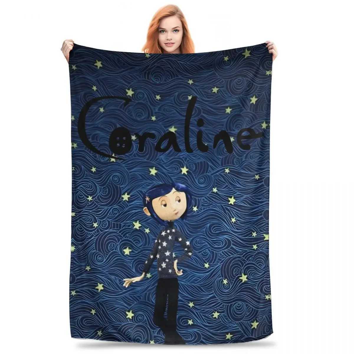 Coralines Doll Horror Cartoon Merch Throw Blanket Soft Blanket Suprise GiftsXJ241210