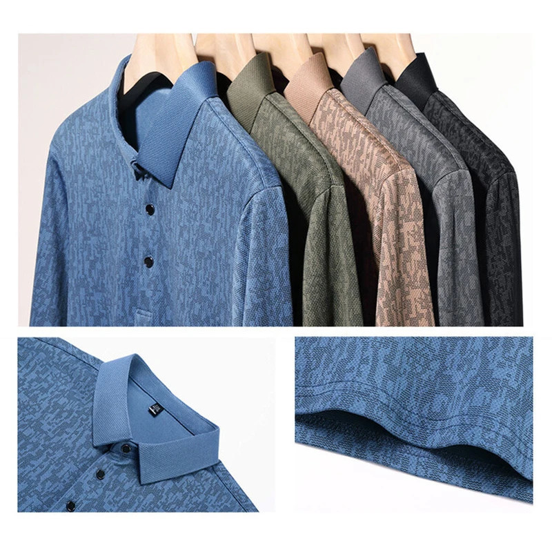 Autumn Polo Shirt for Men Long Sleeve Graphic Printed Fashion Clothing Business Korean Style Polos Tshirt Ropa De Hombre 241202